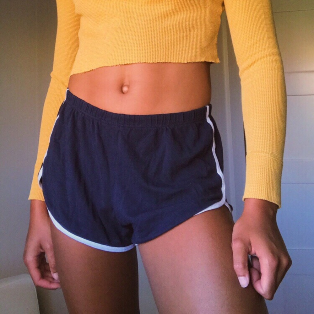 navy blue and white brandy running lounge shorts